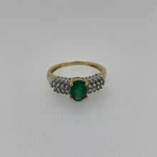  Pre-Loved 9ct Diamond and Emerald Ring