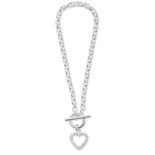  Silver T-bar Heart Cz Bracelet