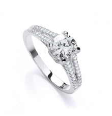  SILVER SOLITAIRE CUBIC ZIRCONIA RING