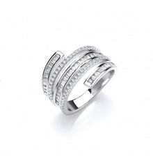  SILVER CUBIC ZIRCONIA 5 LAYER RING