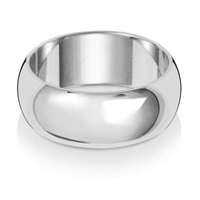  18ct White D Shape Heavy Weight 8mm Wedding Ring