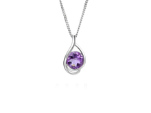  Silver Amethyst Teardrop Pendant