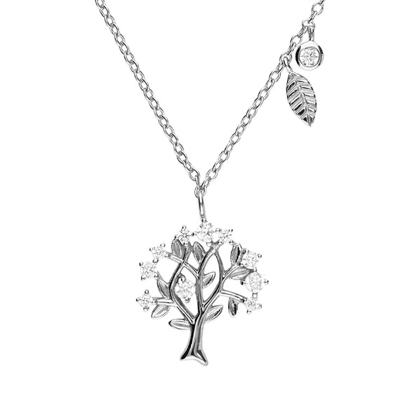 SILVER CUBIC ZIRCONIA TREE OF LIFE NECKLACE