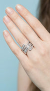SILVER CUBIC ZIRCONIA MULTI ROW 5 LAYER RING