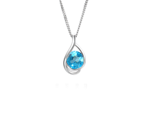  Teardrop Blue Topaz Silver Pendant