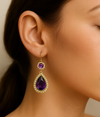 Pre-Loved Vintage 9ct Amethyst and Pearl Drop Earrings