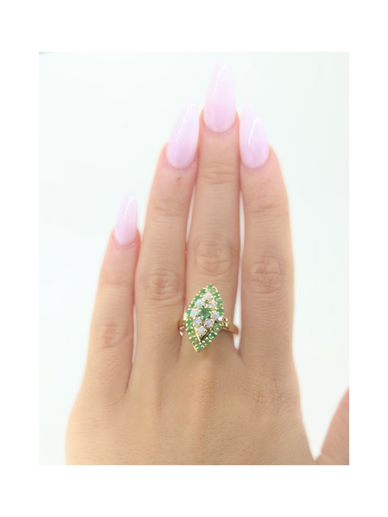 Pre-owned 9ct Gold Emerald and Opal Ring