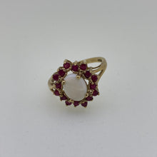  PRE-LOVED 9CT RUBY AND OPAL CLUSTER RING