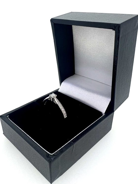 9CT WHITE GOLD DIAMOND SOLITAIRE ENGAGEMENT RING