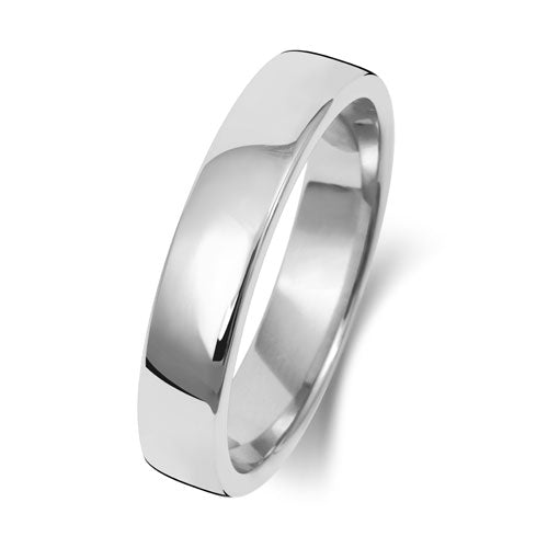 18ct White Soft Court Light Weight 4mm Wedding Ring