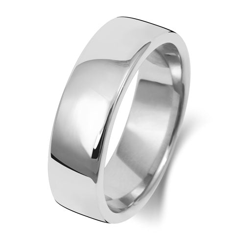 9ct White Soft Court Light Weight 6mm Wedding Ring