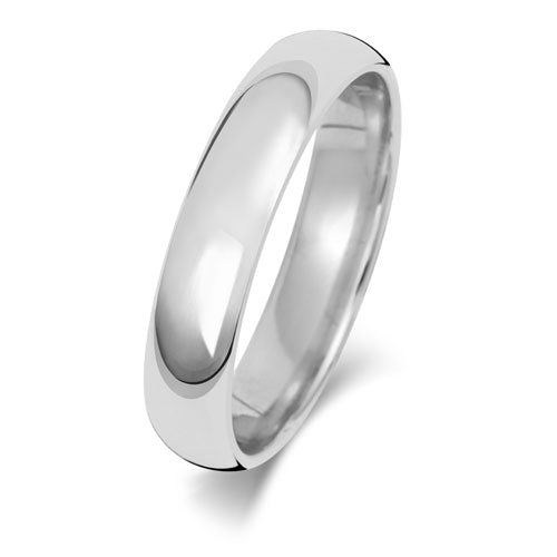 9ct White Traditional Court Heavy Weight 4mm Wedding Ring