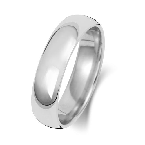 9ct White Traditional Court Heavy Weight 5mm Wedding Ring