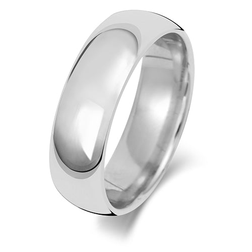 9ct White Traditional Court Heavy Weight 6mm Wedding Ring