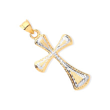  9CT YELLOW & WHITE GOLD CROSS