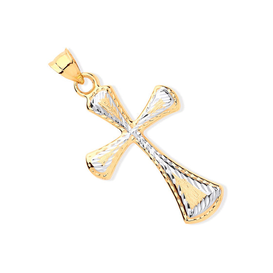 9CT YELLOW & WHITE GOLD CROSS