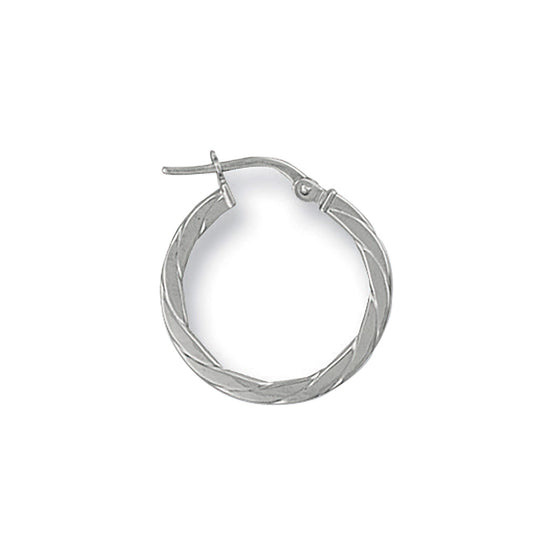 9CT WHITE GOLD TWIST FLAT HOOPS