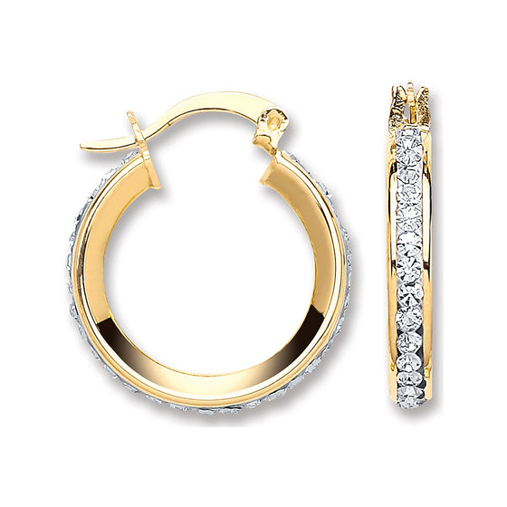 9CT CUBIC ZIRCONIA HOOP EARRINGS