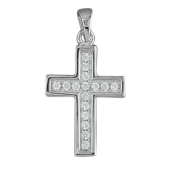 SILVER CUBIC ZIRCONIA CROSS