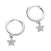 STERLING SILVER CUBIC ZIRCONIA STAR CHARM HUGGIE HOOP EARRINGS