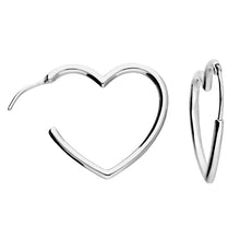  SILVER HEART SHAPED HOOP EARRINGS