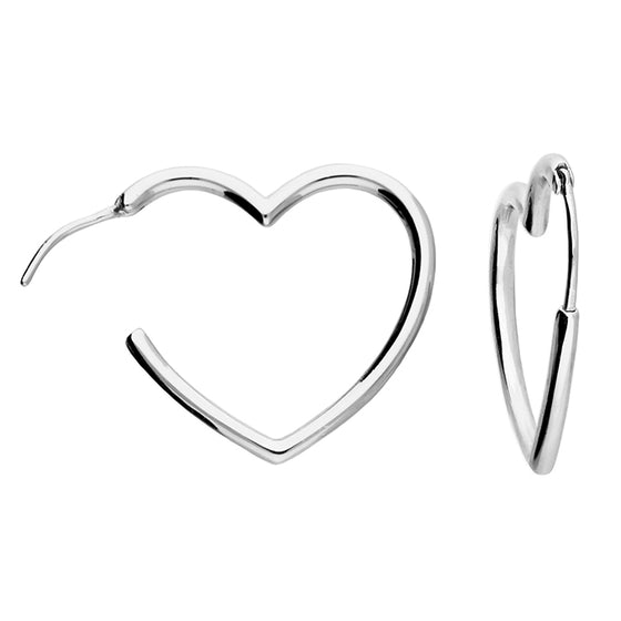 SILVER HEART SHAPED HOOP EARRINGS