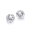 SILVER CUBIC ZIRCONIA HALO STUD EARRINGS