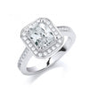 SILVER CUBIC ZIRCONIA RECTANGLE CLUSTER RING