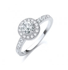  SILVER HALO CUBIC ZIRCONIA RING