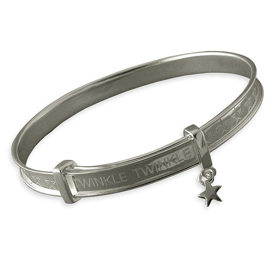 SILVER LITTLE STAR EXPANDING BABY BANGLE