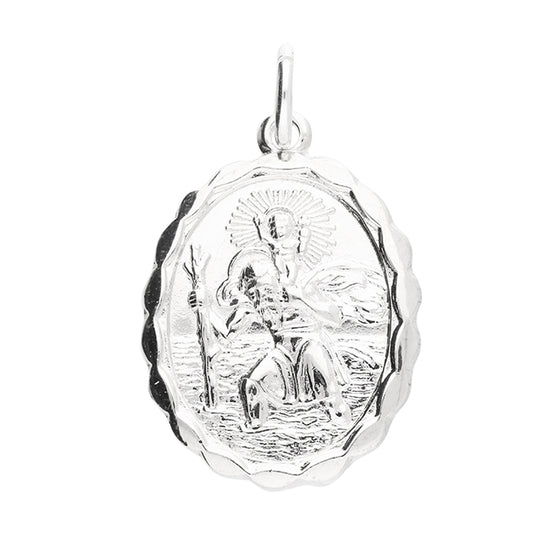 SILVER OVAL DOUBLE SIDED ST CHRISTOPHER