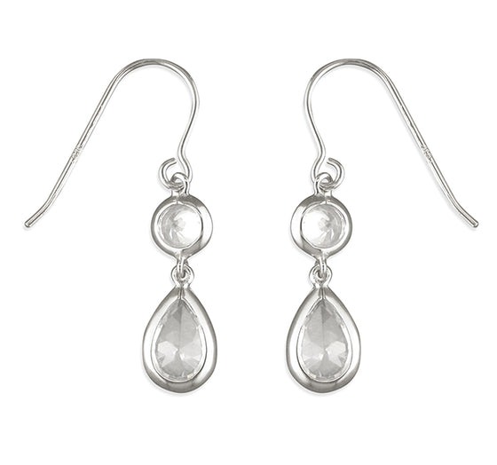 SILVER CUBIC ZIRCONIA TEAR DROP EARRINGS