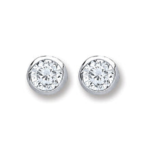  SILVER CUBIC ZIRCONIA ROUND STUD EARRINGS