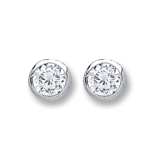 SILVER CUBIC ZIRCONIA ROUND STUD EARRINGS