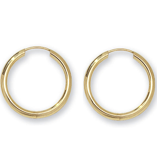 9CT 16MM SLEEPER HOOP EARRINGS