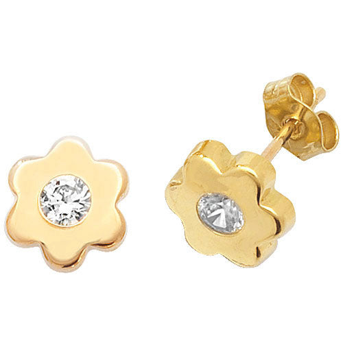 9CT CUBIC ZIRCONIA FLOWER STUDS