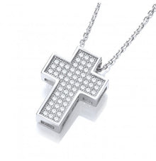  SILVER PAVE CROSS PENDANT