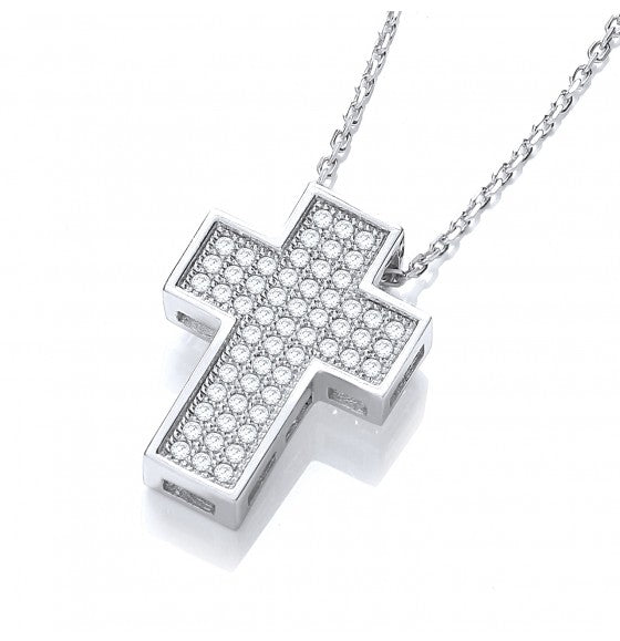 SILVER PAVE CROSS PENDANT