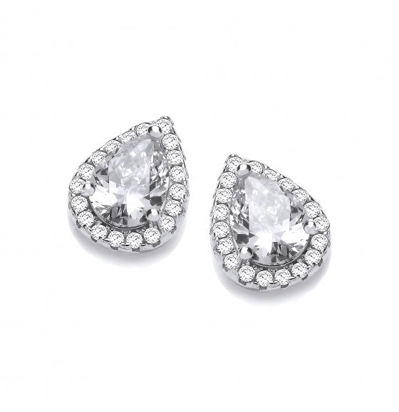 SILVER CUBIC ZIRCONIA TEARDROP EARRINGS