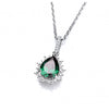 SILVER GREEN CUBIC ZIRCONIA TEARDROP PENDANT