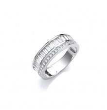  SILVER CUBIC ZIRCONIA 2 ROW ETERNITY RING