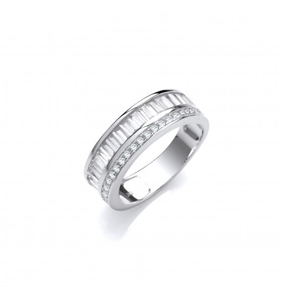 SILVER CUBIC ZIRCONIA 2 ROW ETERNITY RING