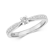  9CT DIAMOND SOLITAIRE SHOULDER SET RING