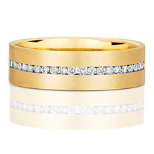  9ct Yellow Gold Diamond Set Gents Wedding Ring