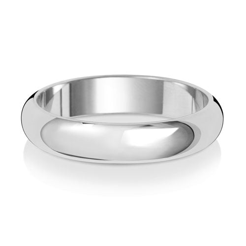 Platinum D Shape Medium Weight 4mm Wedding Ring