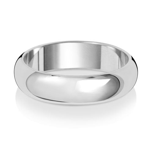 18ct White D Shape Light Weight 5mm Wedding Ring