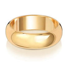  9ct Yellow D Shape Light Weight 6mm Wedding Ring