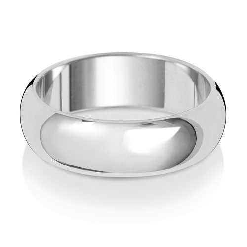 18ct White D Shape Heavy Weight 6mm Wedding Ring