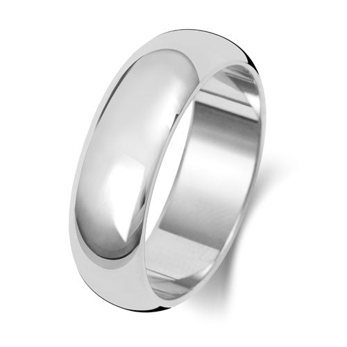 Platinum D Shape Light Weight 6mm Wedding Ring