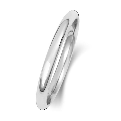 Platinum D Shape Medium Weight 2mm Wedding Ring